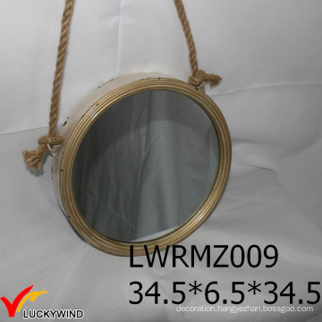 Vintage Rope Metal Framed Decorative Round Mirror